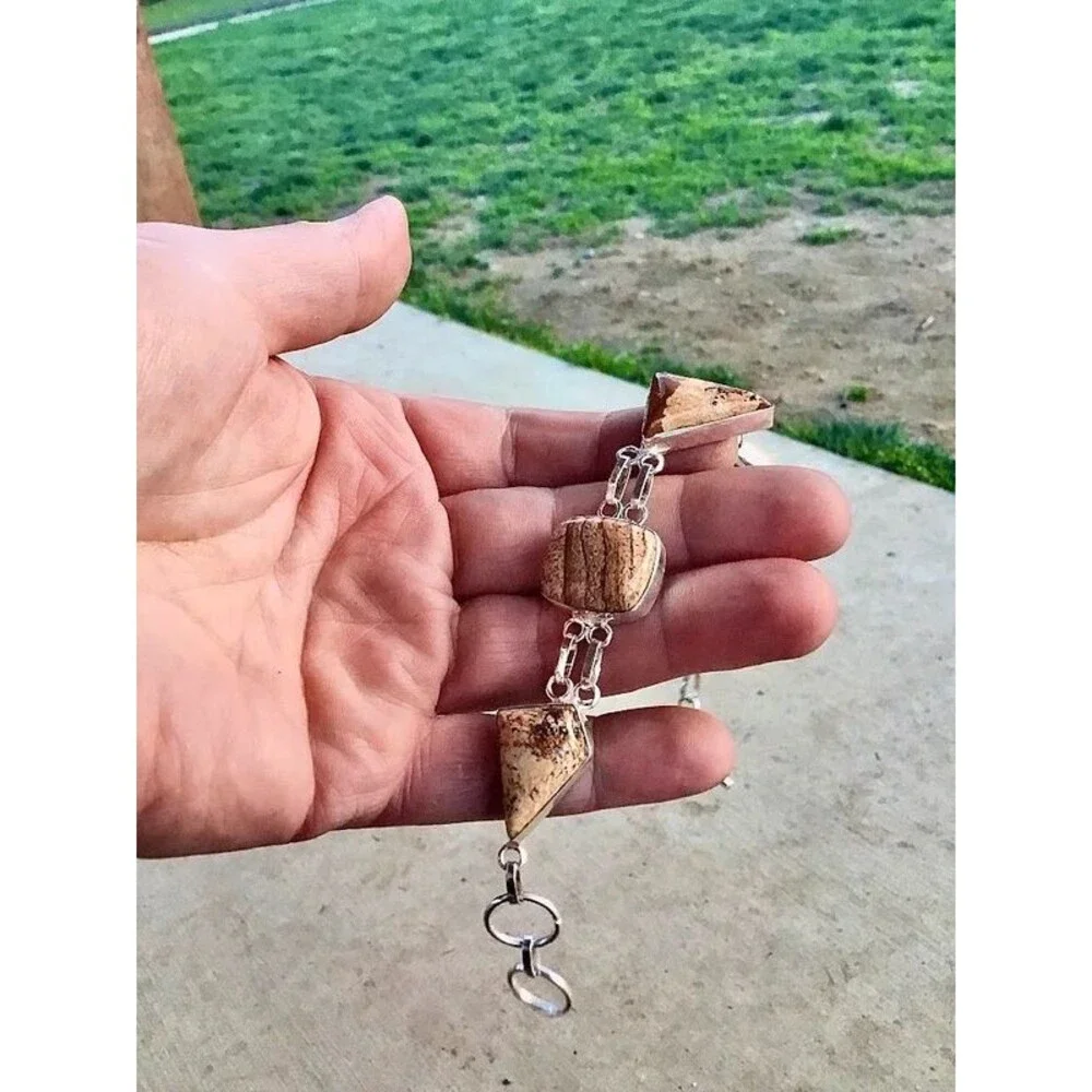 boho picture jasper 925 stamped bracelet